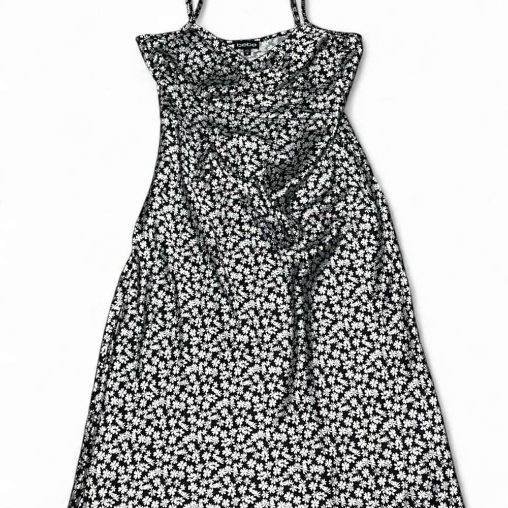 Bebe Floral Satin‎ Slip Midi Dress